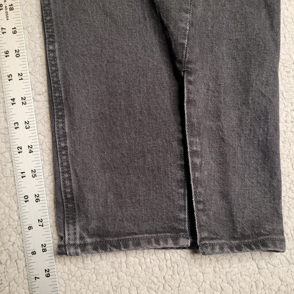Abercrombie & Fitch Jeans 29 8 Regular Black Denim 80s Mom High Rise Split Hem - Picture 8 of 8